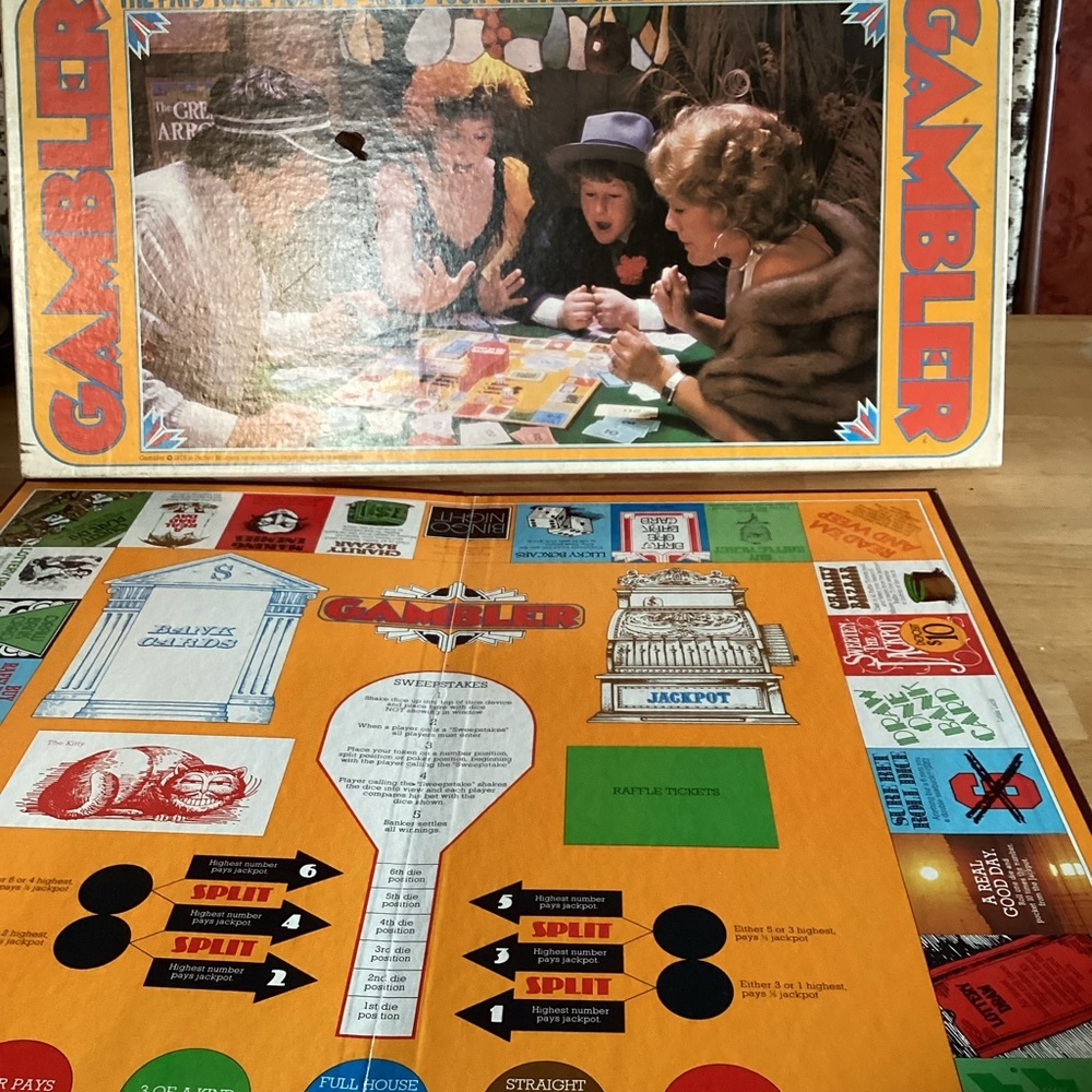 Board game , gambling in vintage style .